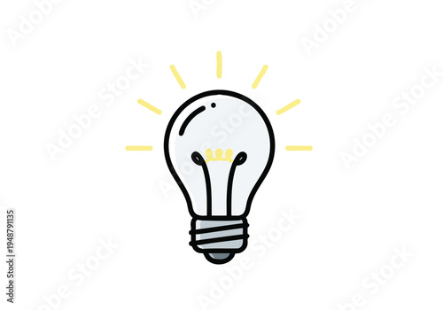 Bright idea concept represented by a light bulb illustration with radiating lines symbolizing innovation and creativity