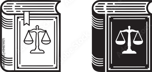 Law book silhouette & outline set isolated on transparent background 