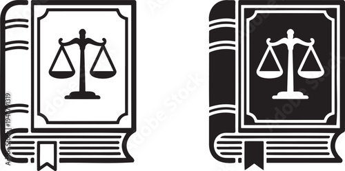 Law book silhouette & outline set isolated on transparent background 