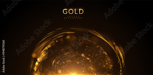 Golden shape composed of shimmering golden light trails, fireworks, and gold confetti vibe. For holiday marketing campaigns (New Year, Christmas), wedding invitation suites, anniversary announcements