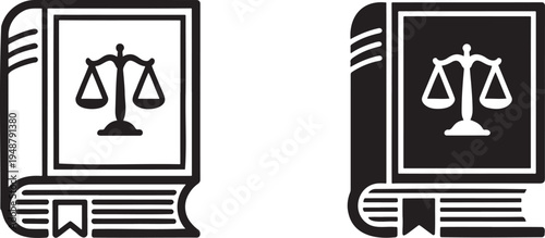 Law book silhouette & outline set isolated on transparent background 