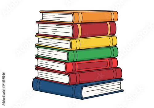 A Stack of Colorful Books Illustrating the Joy of Reading and Learning, Perfect for Educational and Library Content