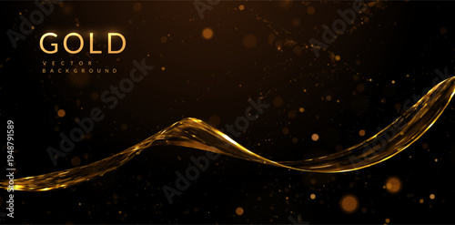 Golden wave composed of shimmering golden light trails, fireworks, and gold confetti vibe. For holiday marketing campaigns (New Year, Christmas), wedding invitation suites, anniversary announcements