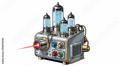 Vintage Style Metal Box with Tubes and Controls.