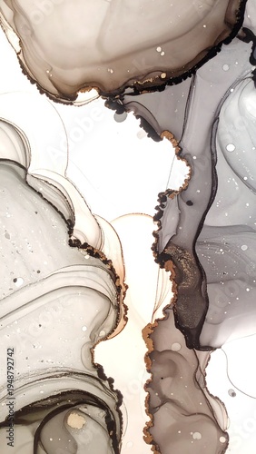 Abstract fluid art with gray and white swirls