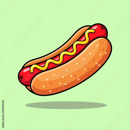 Hot Dog with Ketchup and Mustard Topping.