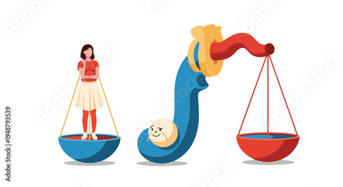 Woman and Baby on Imbalanced Scale.