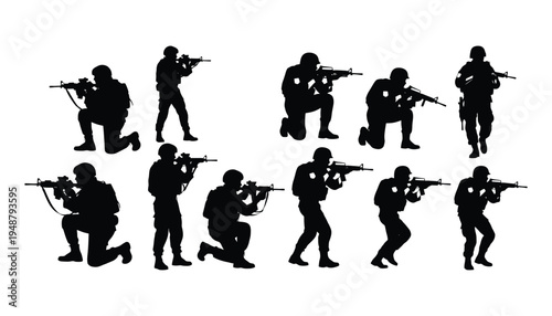 Battlefield Medic Silhouettes in Tactical Positions