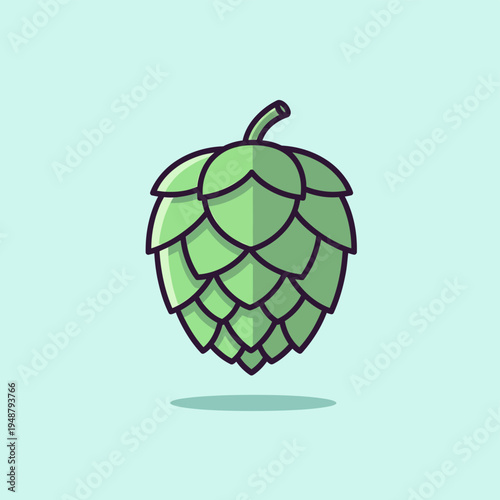Green Hop Cone Illustration Simple Design.