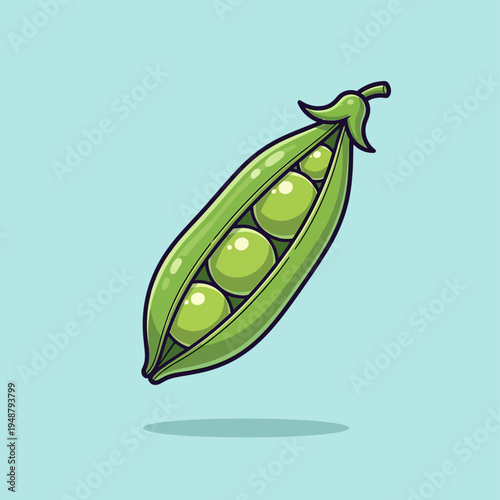 Green Peas in Pod Illustration.