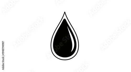 Black Ink Drop Icon, Liquid Symbol, Abstract Shape, Fluid Element