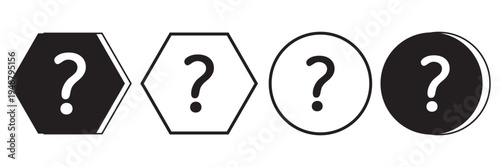 Question Mark Icon set. Help, Support and FAQ Concept Set. Black and White Question Mark Icons in Frames.