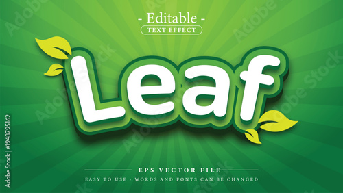  green Leaf nature 3d logo template editable text effect