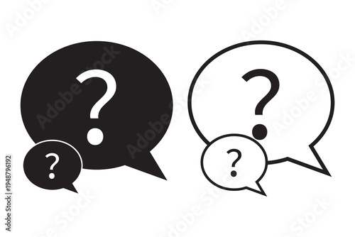 Question Mark icon set. Question Mark Bubble Icon Vector in white Background.