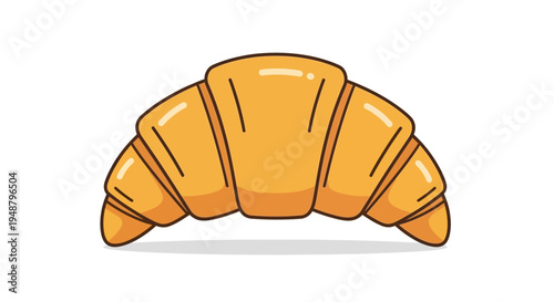 Golden Croissant Pastry Isolated on White Background, Delicious Baked French Breakfast Food