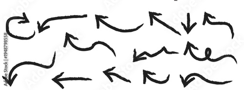  Hand-drawn black arrow collection on white background, EPS10