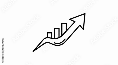 Line graph showing upward trend and increasing bars representing business growth and positive financial performance