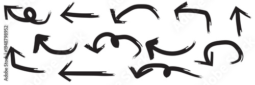 Hand-drawn black arrow collection on white background, EPS10