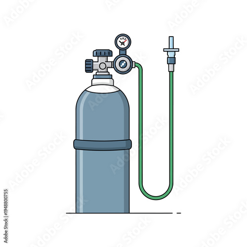 Medical Oxygen Cylinder with Pressure Regulator Illustration