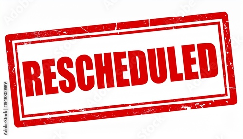 Red RESCHEDULED Stamp Graphic for Event Change