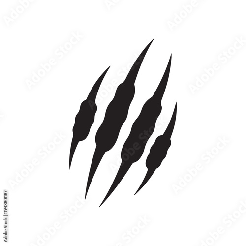 Lion claw marks silhouette vector flat illustration design.