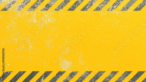 Grunge yellow and black diagonal stripes. Industrial warning background, warn caution, construction, safety