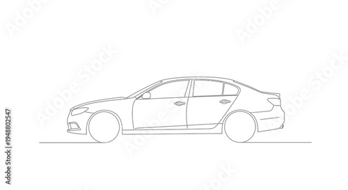 Minimalist line art illustration of a modern sedan vehicle side profile