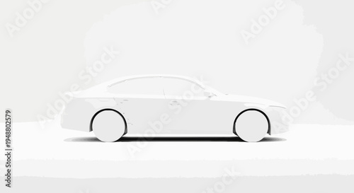 Minimalist white car design displayed against a bright white background