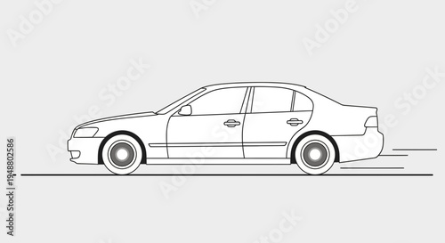 Minimalist sedan car illustration speed and transportation concept