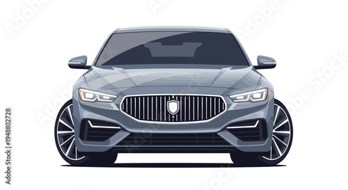 Modern sedan car front view vector illustration isolated on white