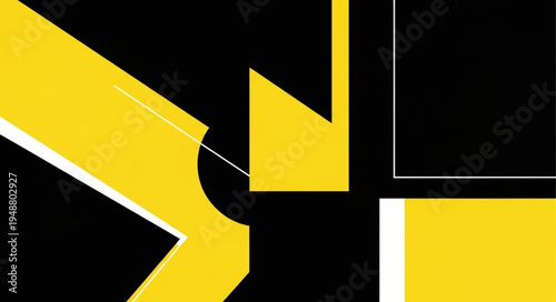 Abstract Geometric Shapes Yellow Black White Modern Design.