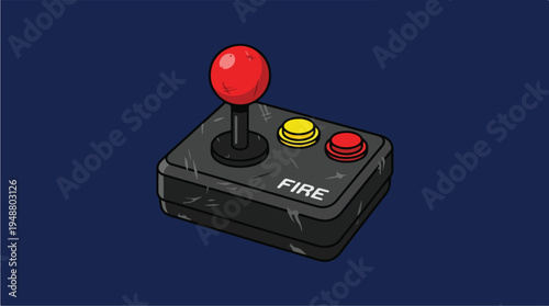 Retro Arcade Joystick Controller with Red Ball Top.