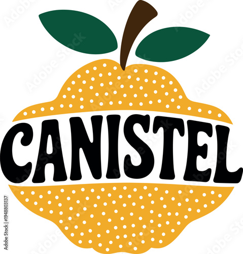 Vibrant logo design of canistel fruit with stylized text