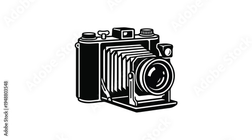 Vintage Folding Camera with Bellows and Lens.