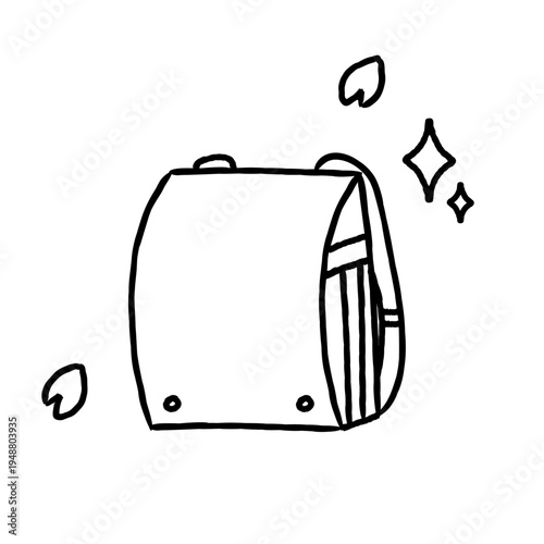 手描きのシンプルなランドセルの線画イラスト