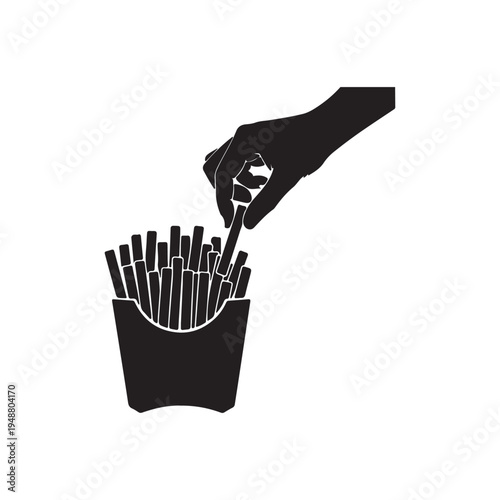 French fries silhouette vector flat illustration design on white background.