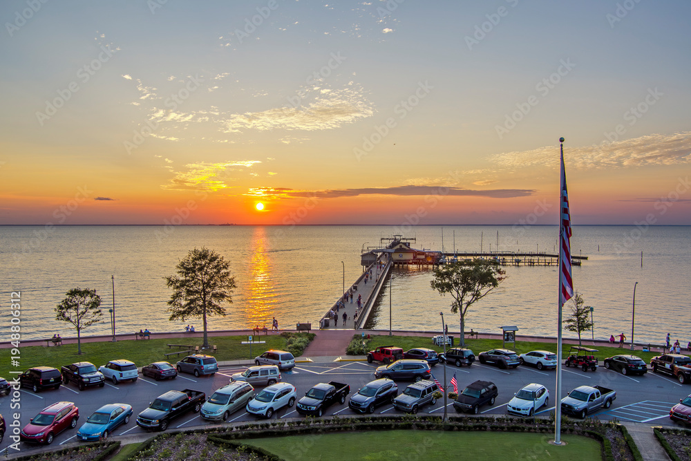 Fototapeta premium Aerial view of the Fairhope Pier