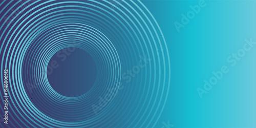 Modern shiny blue circle lines pattern. Modern white glowing geometric lines on blue background for banner