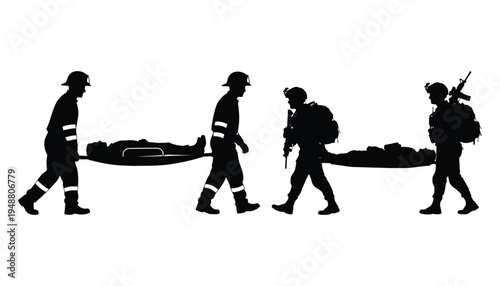 Battlefield Medic Silhouette Carrying Wounded Warrior