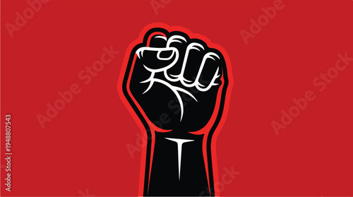 Black Fist Raised in Protest.