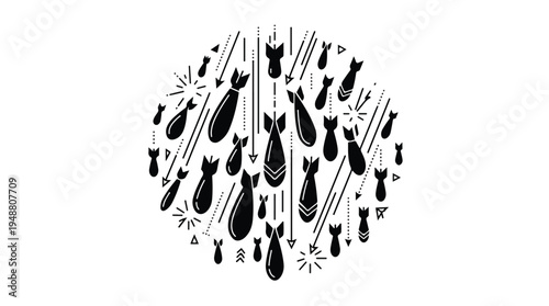 Black paint splatter circle design.