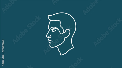Man Face Side Profile Line.