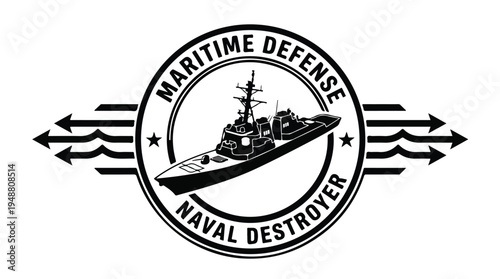 Naval Destroyer Ship Illustration.