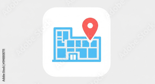 Canvas Print Building location marker icon flat design.