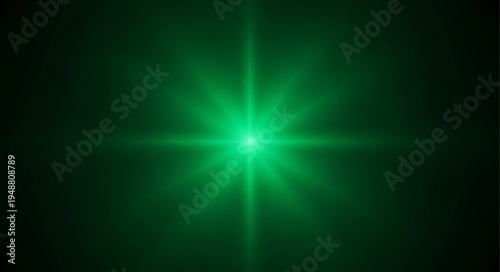 Bright Green Light Burst Effect on Dark Background.