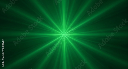 Green light burst abstract background.