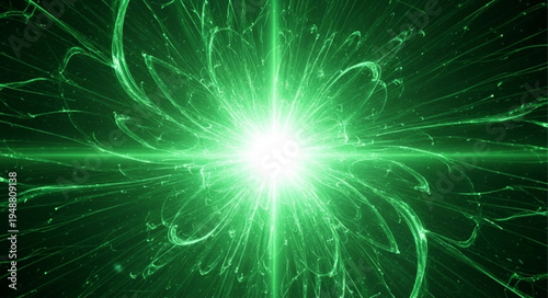 Bright Green Energy Burst Abstract Background.
