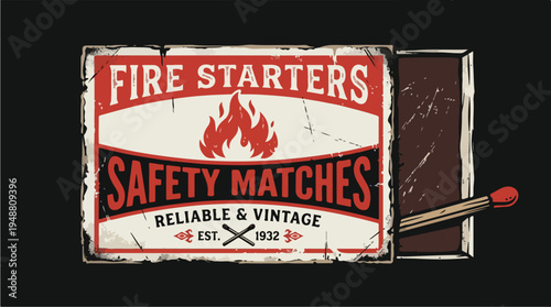 Vintage matchbox with safety matches.