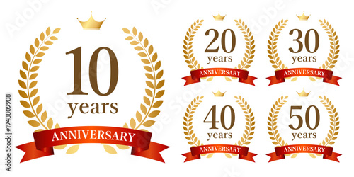 10周年アニバーサリーバッジ（月桂樹ローレル周年記念ロゴベクター素材）