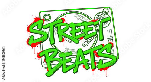 Street Beats Graffiti Turntable Music Icon